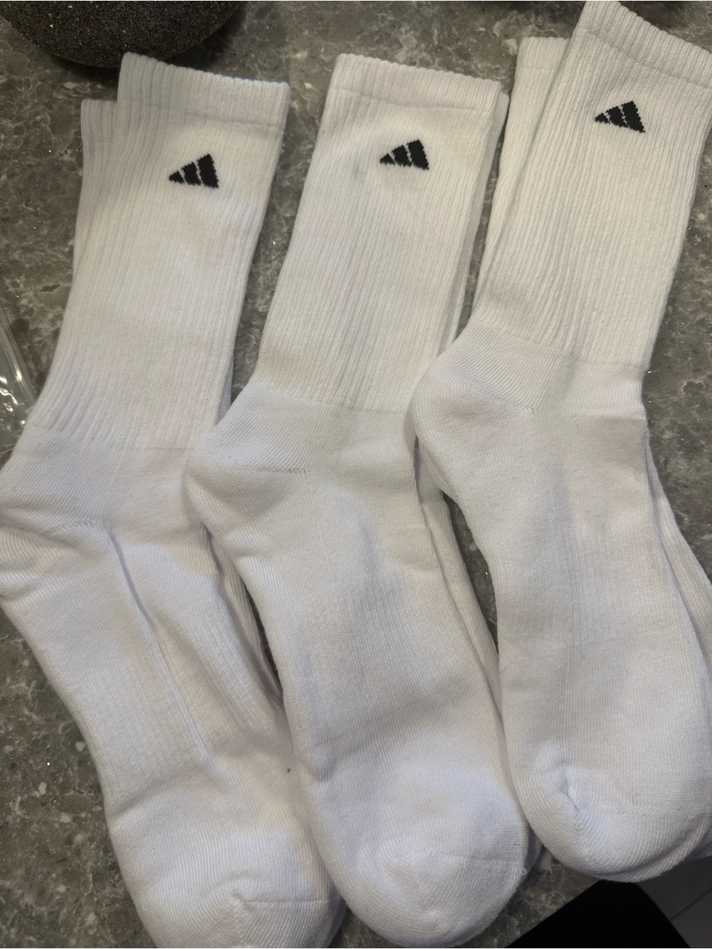 adidas White Crew Athletic Socks with Black Logo - 3 Pairs
